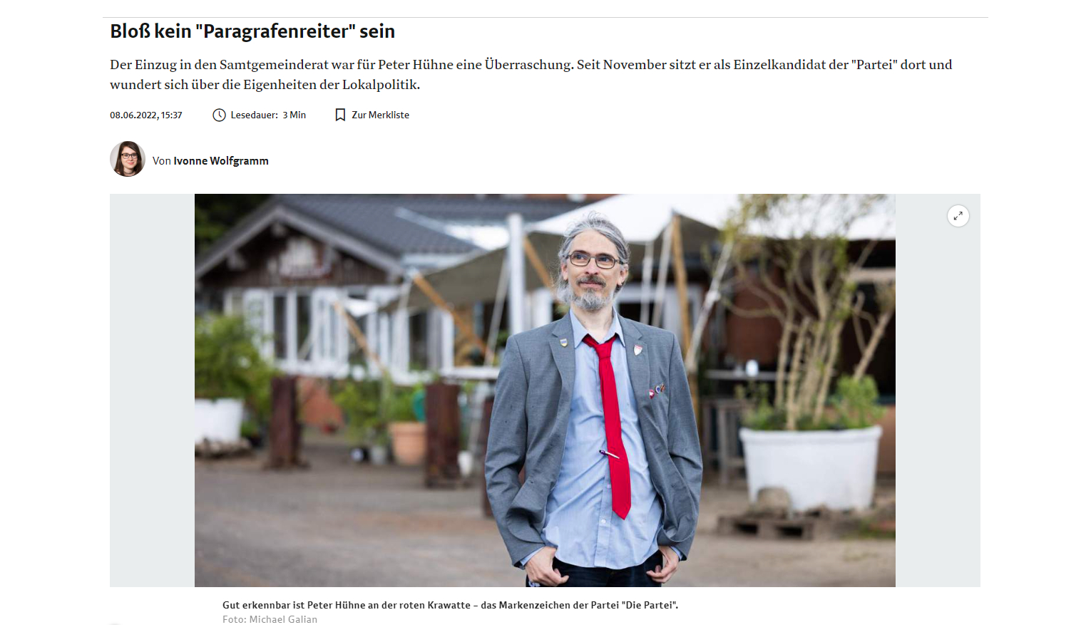 Bild-Quelle: Screenshot des Weser Kurier Beitrags vom 08. Juni 2022, Urheber des Bildes für den Artikel Michael Galian, Text: Ivonne Wolfgramm, veröffentlicht im Weser Kurier